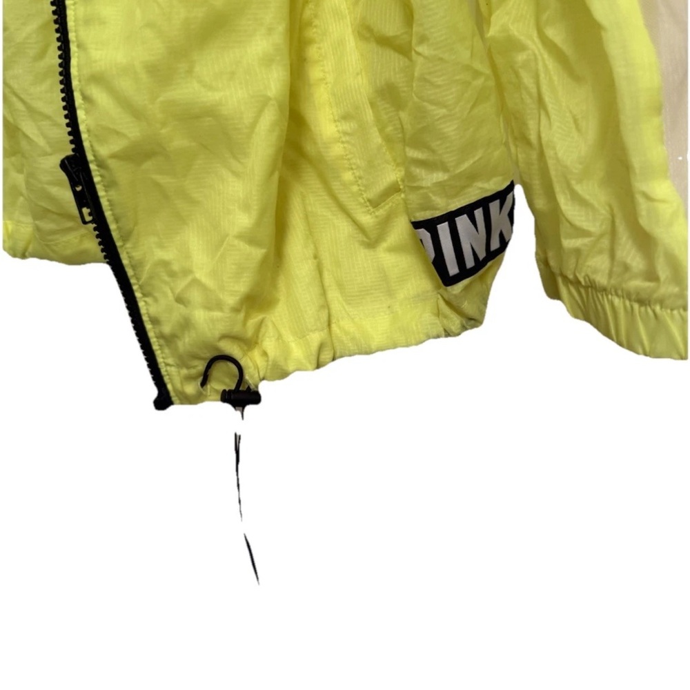 Victoria's Secret Pink windbreaker jacket with sheer sleeves Neon Yellow M - Picture 7 of 7